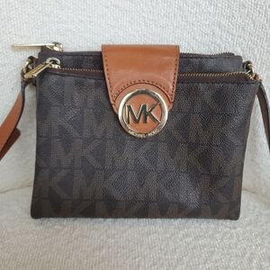 Michael Kors Brown and Tan Signature Crossbody